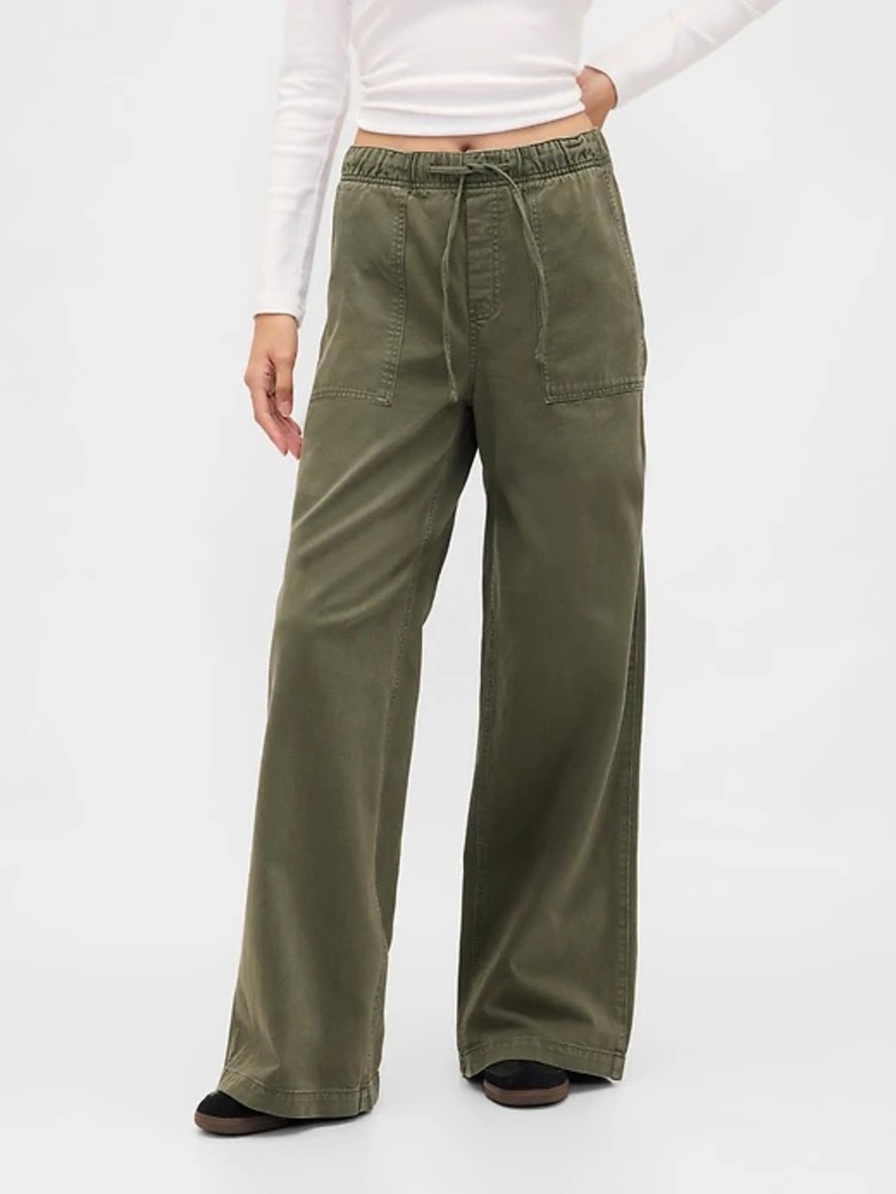 GAP Mid Rise Wide Leg Olive Green Pants Size Small